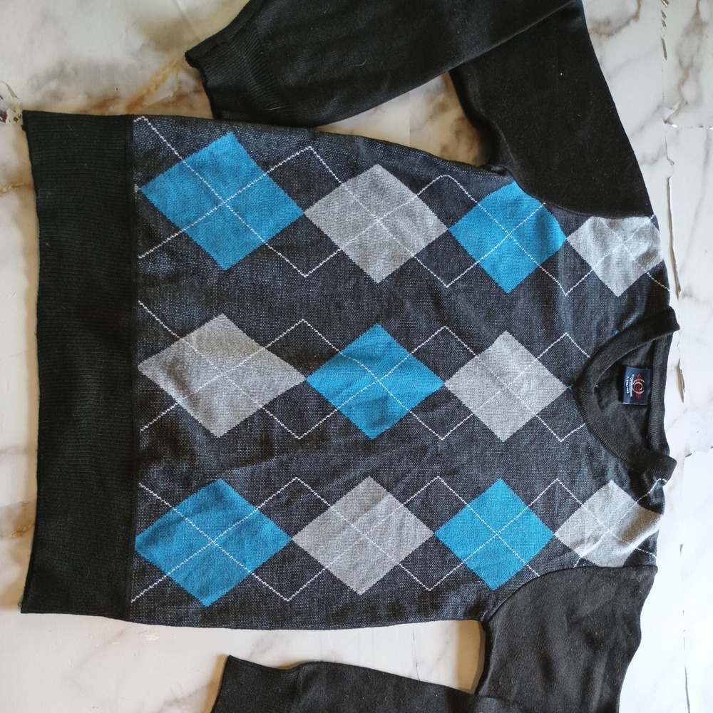 Vintage Cambridge Classics Sweater Men's Argyle Geometric Blend Y2K style Winter